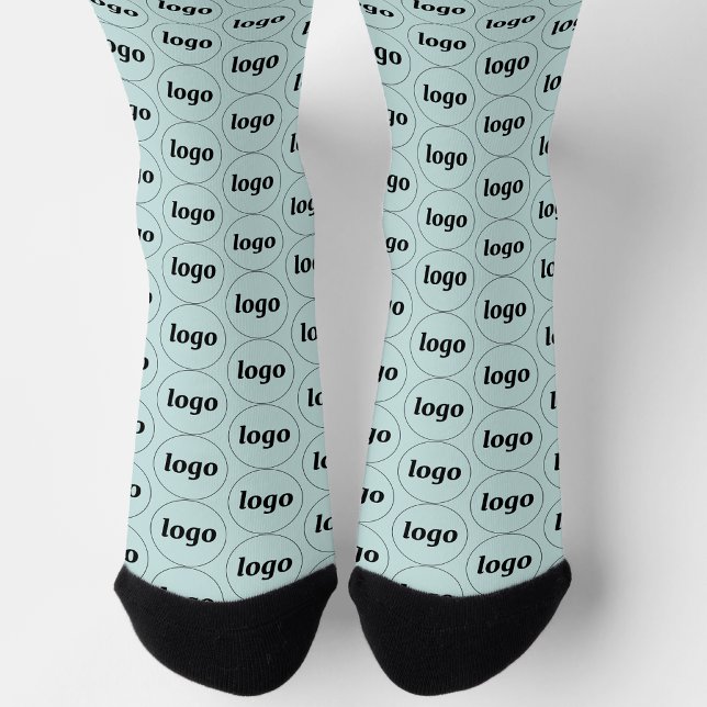 Calcetines Patrón Empresarial de Logo Simple Verde Claro (Simple logo pattern pastel light mint green business branding promotional socks)