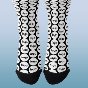 Calcetines Patrón empresarial de logotipo simple negro promoc