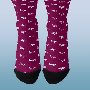 Calcetines Patrón Empresarial Simple Logo Burgundy Promociona