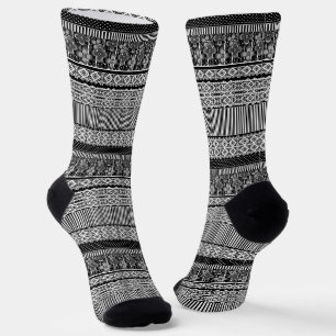 Calcetines Patrón en blanco y negro con encaje y elementos de