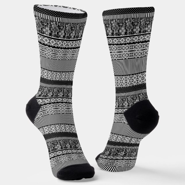 Calcetines Patrón en blanco y negro con encaje y elementos de (Angular)