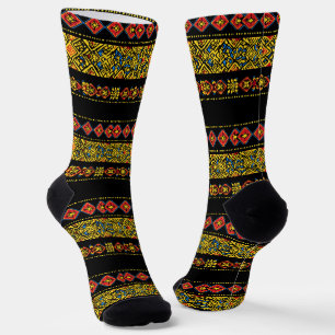 Calcetines Patrón eslavo amarillo negro