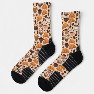 Calcetines Patrón Estético de Café Moderno