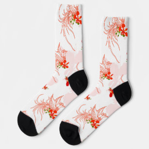 Calcetines Patrón Fénix Bird Y Phoenix Flower Seamless