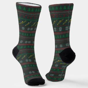 Calcetines Patrón feo de suéter de Navidad de trombón Festejo