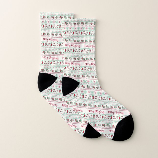 Calcetines Patrón feo de suéter de Navidad festivo (Par)