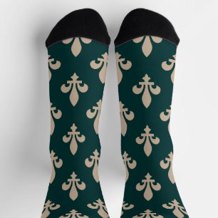 Calcetines Patrón Fleur de Lis, crema francesa real sobre ver