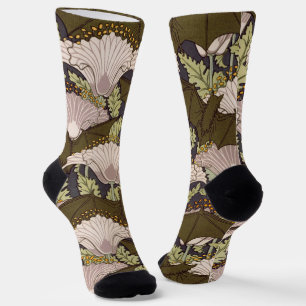 Calcetines Patrón Floral Art Nouveau Antiguo de Murciélago y