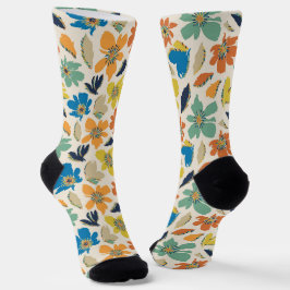 Calcetines Patrón floral boho abstracto dibujado a mano