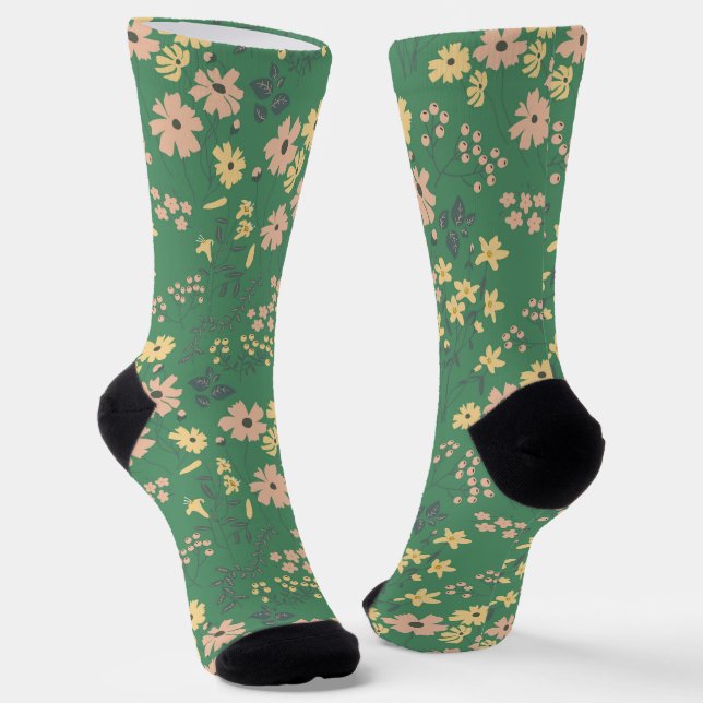 Calcetines Patrón floral boho moderno (Angular)