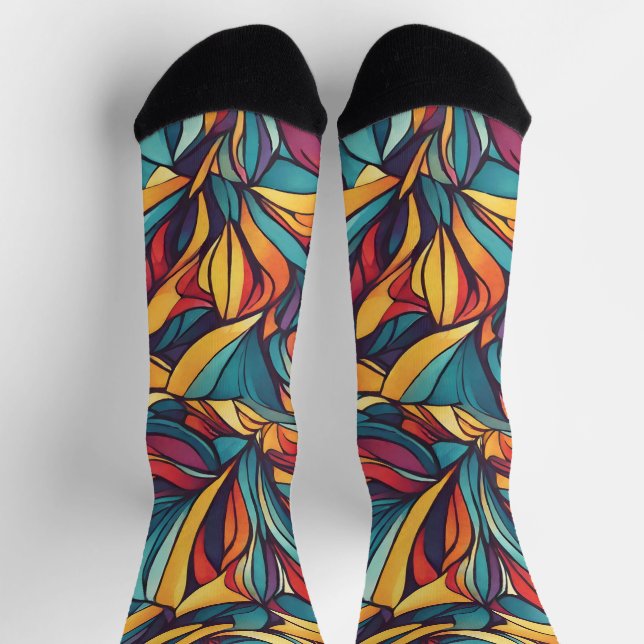 Calcetines Patrón floral colorido (Arriba)