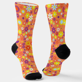 Calcetines Patrón floral colorido * Color coral