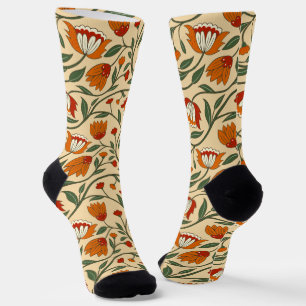 Calcetines Patrón floral continuo sobre fondo beige