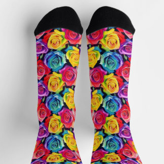 Calcetines Patrón floral de acuarela, rosas de colores de arc