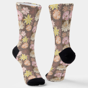 Calcetines Patrón floral de asfalto boho rústico