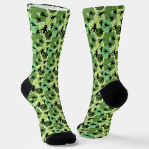 Calcetines Patrón floral de críquet verde y negro