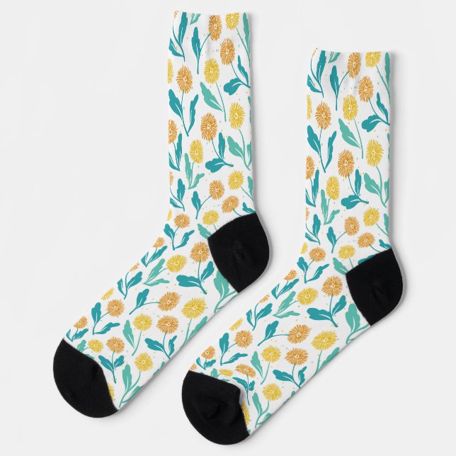 Calcetines Patrón floral de Dandelion amarillo - Inspirado en (Izquierda)