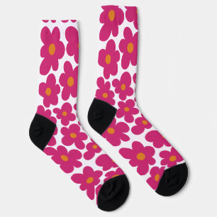 Calcetines Patrón floral de diversión rosa