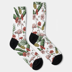 Calcetines Patrón floral de flamenco tropical dibujado a mano
