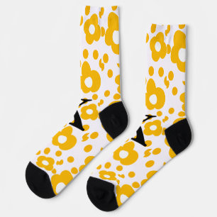 Calcetines Patrón floral de margarita blanca amarilla añadir