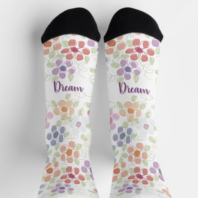 Calcetines Patrón Floral de Pastel (Arriba)