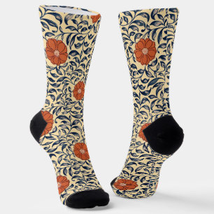 Calcetines Patrón Floral de Peonía China Art Nouveau Vintage
