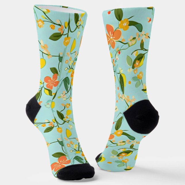 Calcetines Patrón floral de primavera (Angular)
