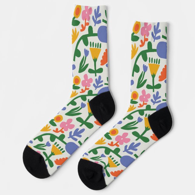 Calcetines Patrón floral de primavera divertida (Izquierda)