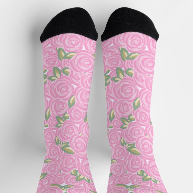 Calcetines patrón floral de rosas vintage (Arriba)