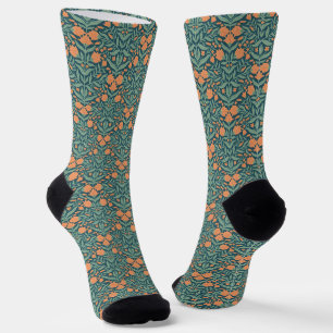 Calcetines patrón floral de tulipán naranja Art Nouveau