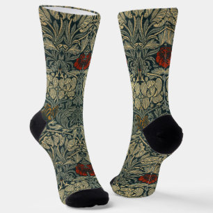 Calcetines Patrón floral de tulipán y rosa vintage de William