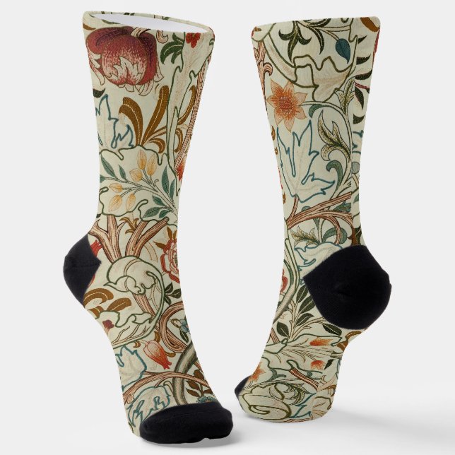 Calcetines Patrón floral de William Morris Acanthus Embroider (Angular)