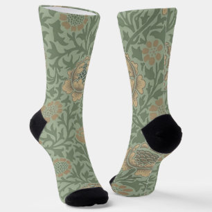 Calcetines Patrón floral de William Morris Grafton en verde s