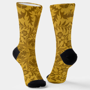 Calcetines Patrón floral dorado ornamentado con simetría