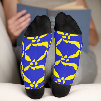 Calcetines Patrón floral geométrico azul y melaza