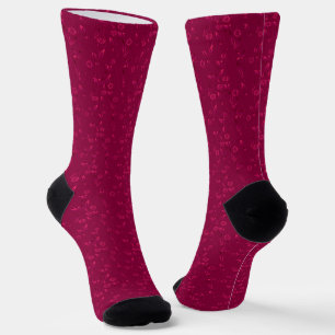 Calcetines Patrón floral liso retro rojo