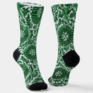 Calcetines Patrón floral ornamental verde vintage