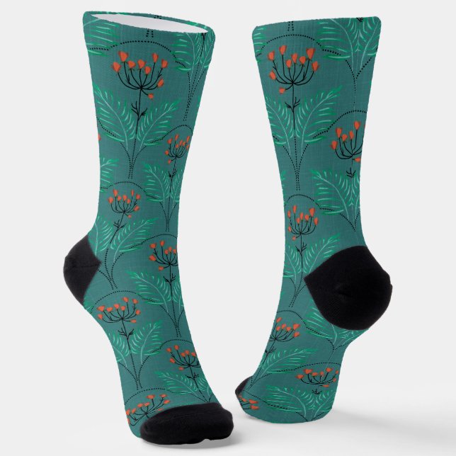 Calcetines Patrón floral retro en estilo art déco. (Angular)