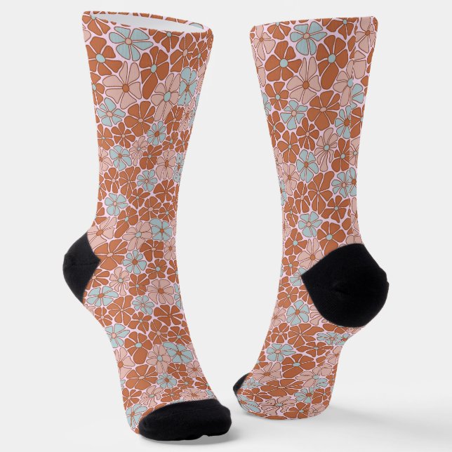 Calcetines Patrón floral retro sin costuras (Angular)