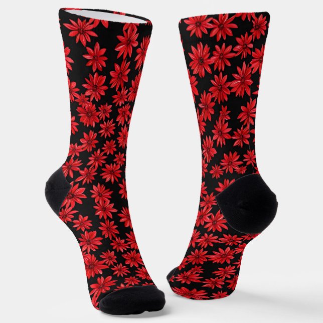 Calcetines Patrón floral rojo (Angular)