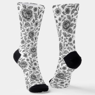 Calcetines Patrón floral Rosa de época