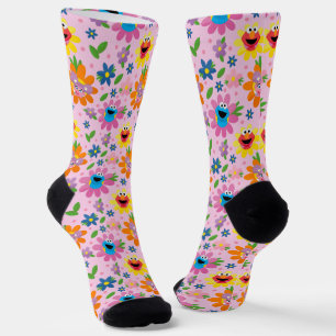 Calcetines Patrón floral rosado de Plaza Sésamo