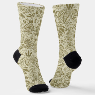 Calcetines Patrón floral Sage verde Damasco antiguo