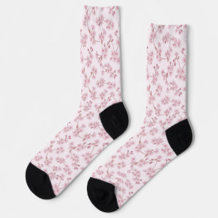 Calcetines Patrón floral sin costuras de flor de cerezo rosa