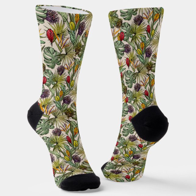 Calcetines Patrón floral tropical (Angular)