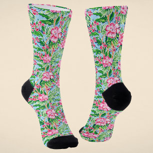 Calcetines Patrón floral trópico moderno de adormidera de col