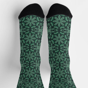 Calcetines Patrón floral verde