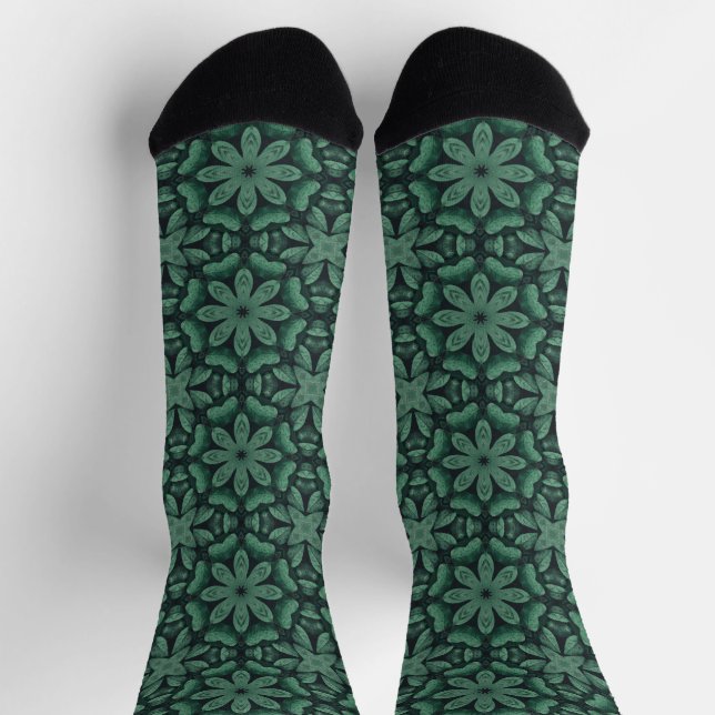 Calcetines Patrón floral verde (Arriba)