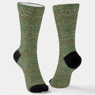Calcetines Patrón floral vintage verde de flores Morris
