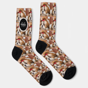 Calcetines Patrón fotográfico del personalizado de cachorro d